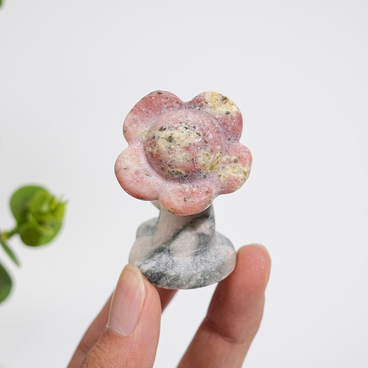 Natural Crystal Carving Hand Holding Flower