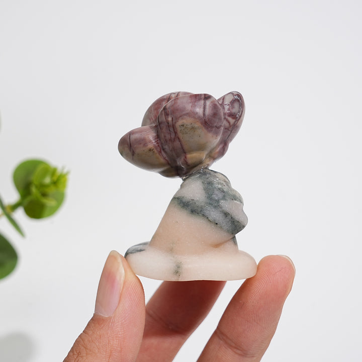 Natural Crystal Carving Hand Holding Flower