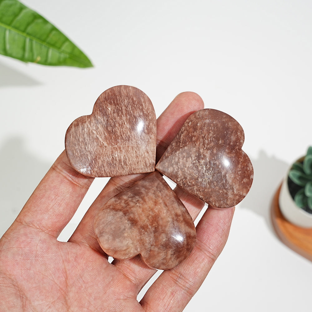 Natural Warm Crystal Peach Moonstone Heart