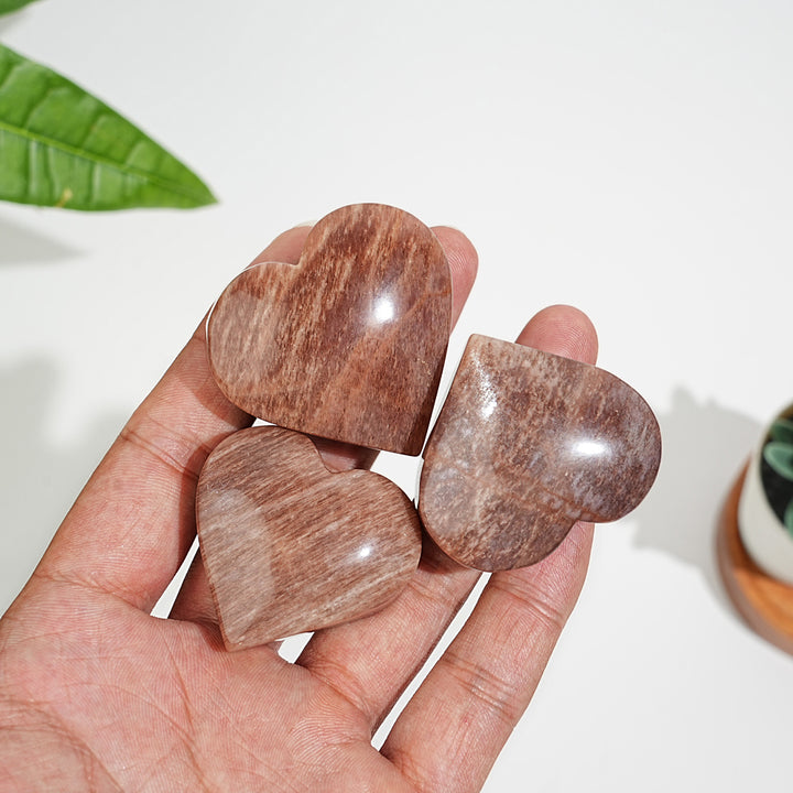Natural Warm Crystal Peach Moonstone Heart