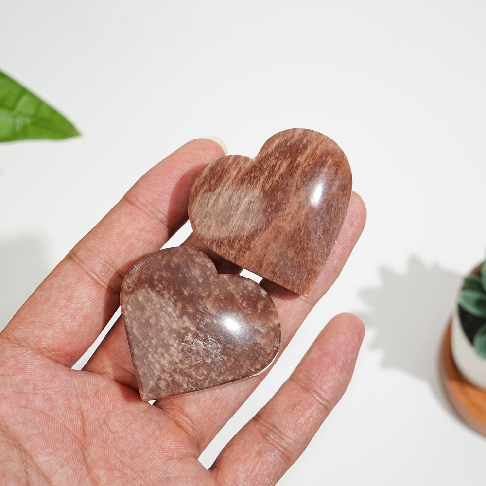 Natural Warm Crystal Peach Moonstone Heart