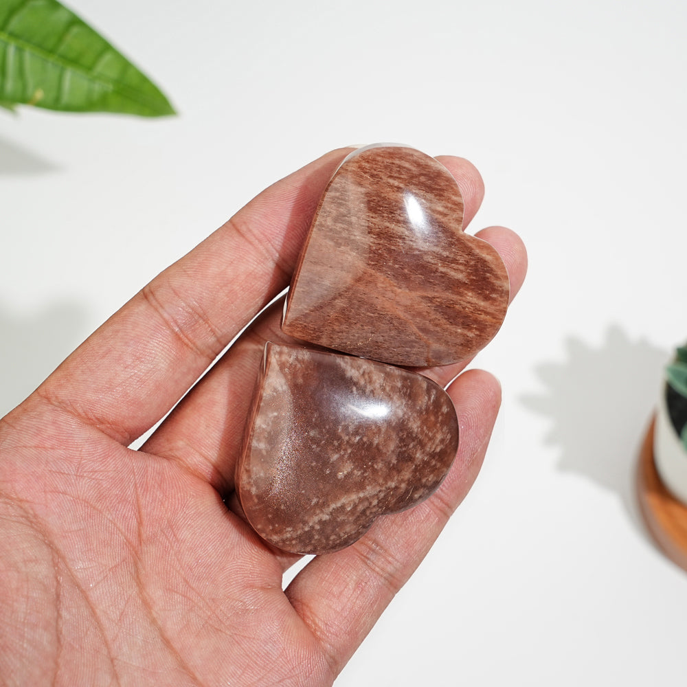 Natural Warm Crystal Peach Moonstone Heart
