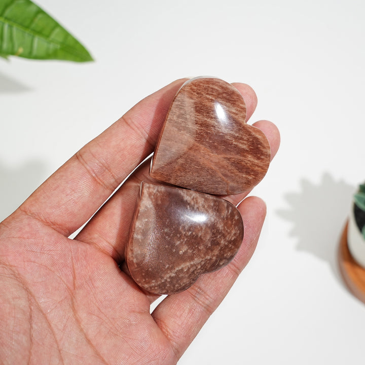 Natural Warm Crystal Peach Moonstone Heart