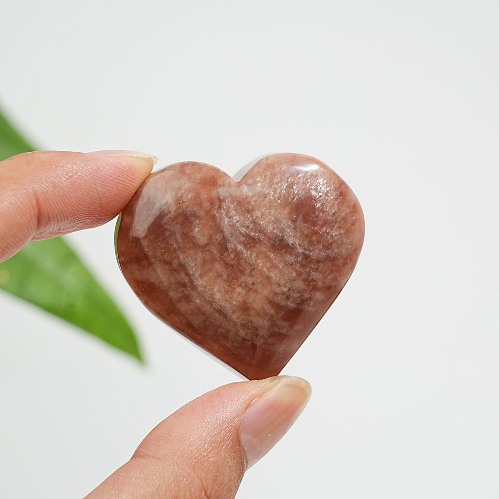 Natural Warm Crystal Peach Moonstone Heart