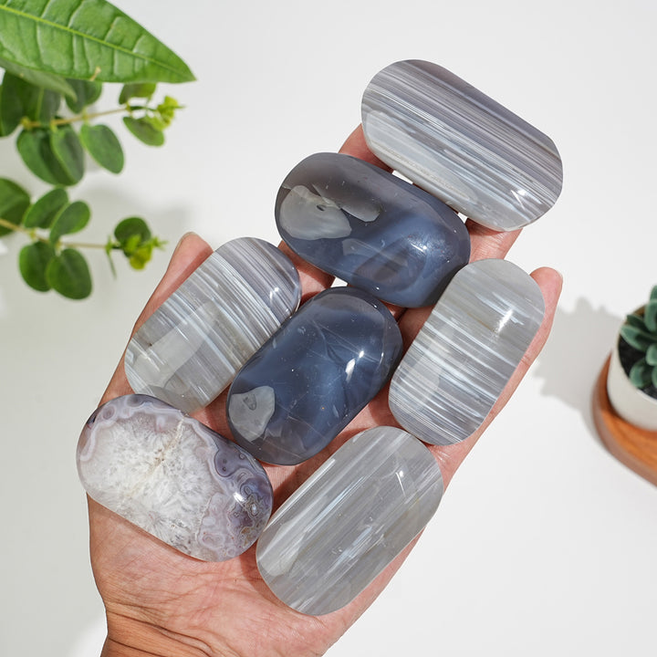 Natural Crystal Agate Palm Stone