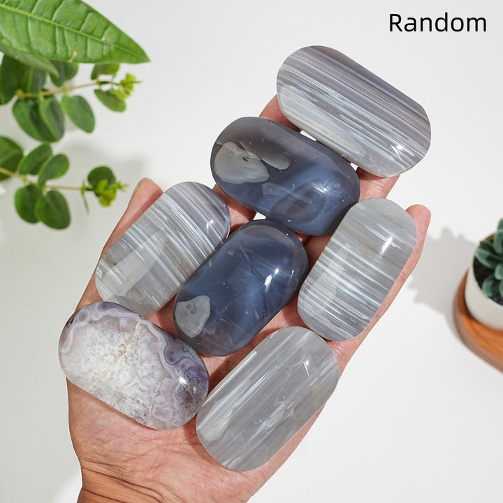 Natural Crystal Agate Palm Stone