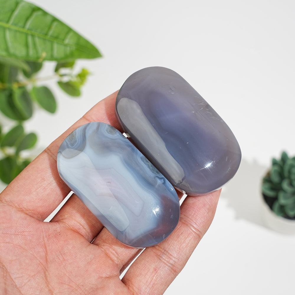 Natural Crystal Agate Palm Stone