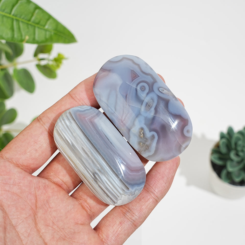 Natural Crystal Agate Palm Stone