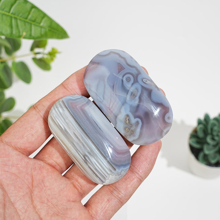 Natural Crystal Agate Palm Stone
