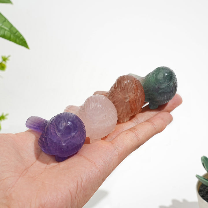 Natural Crystal Delicate Chubby Songbird Mini Carving