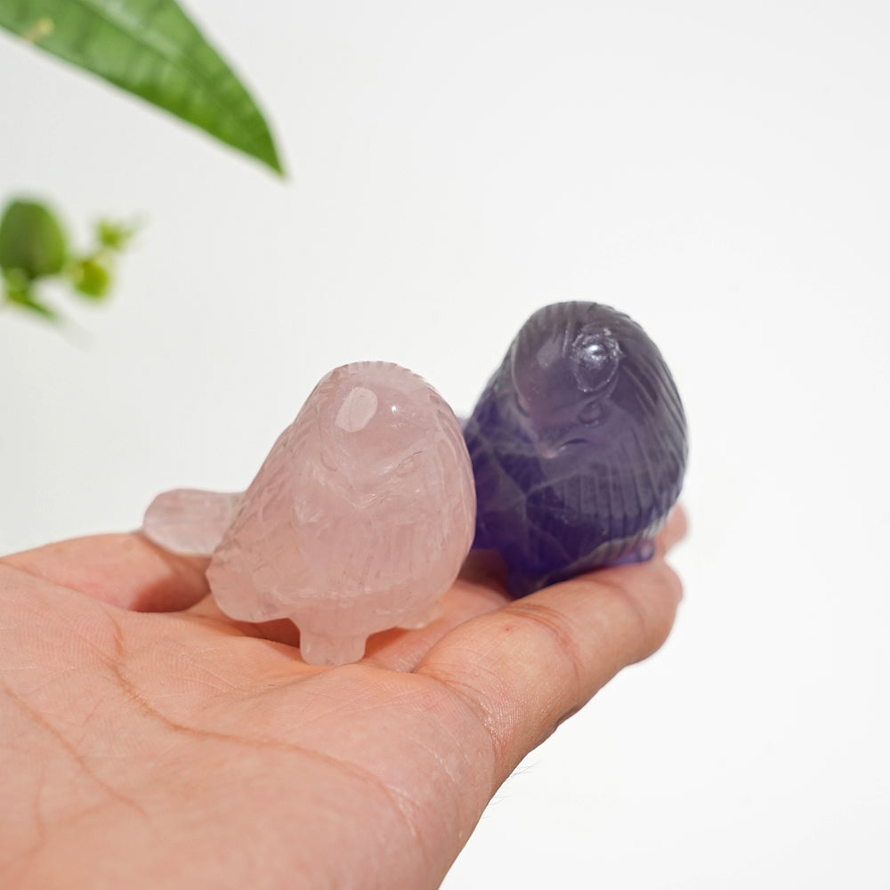 Natural Crystal Delicate Chubby Songbird Mini Carving