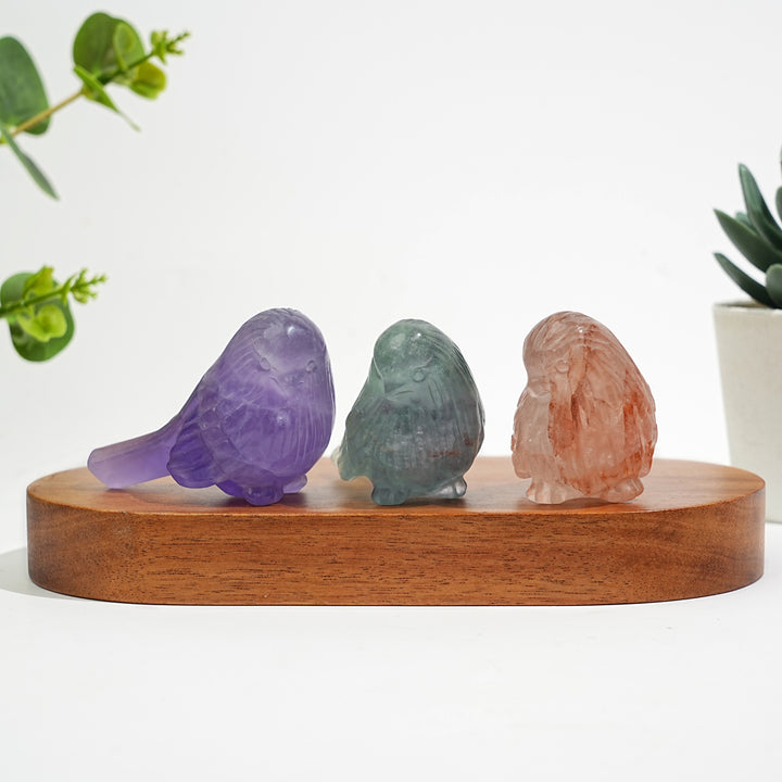 Natural Crystal Delicate Chubby Songbird Mini Carving
