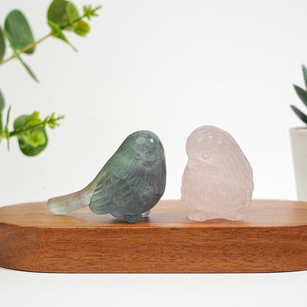 Natural Crystal Delicate Chubby Songbird Mini Carving