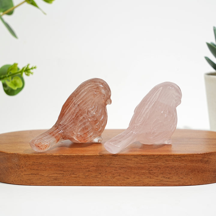 Natural Crystal Delicate Chubby Songbird Mini Carving