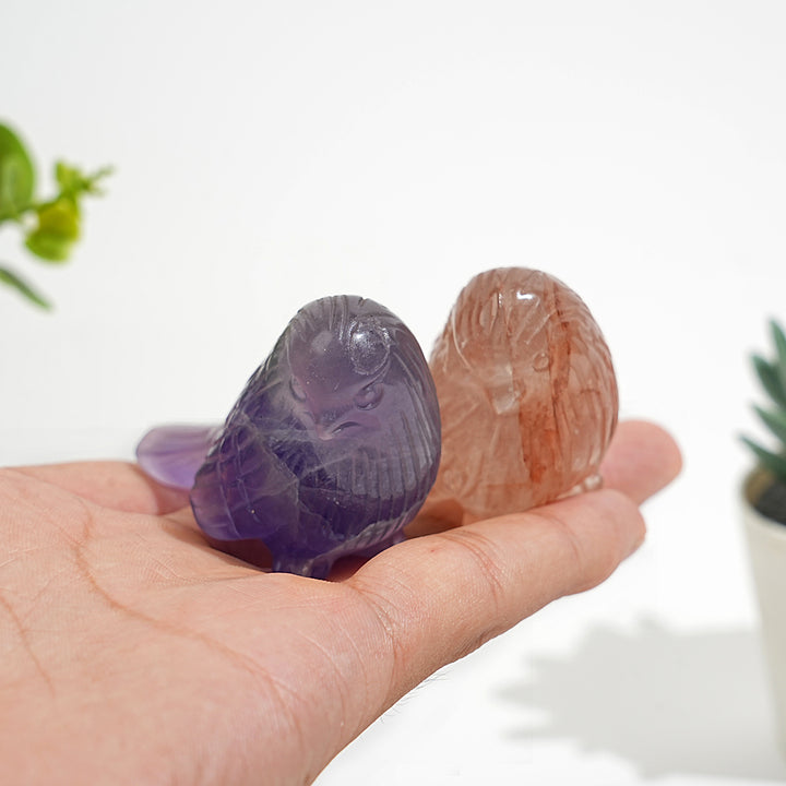Natural Crystal Delicate Chubby Songbird Mini Carving