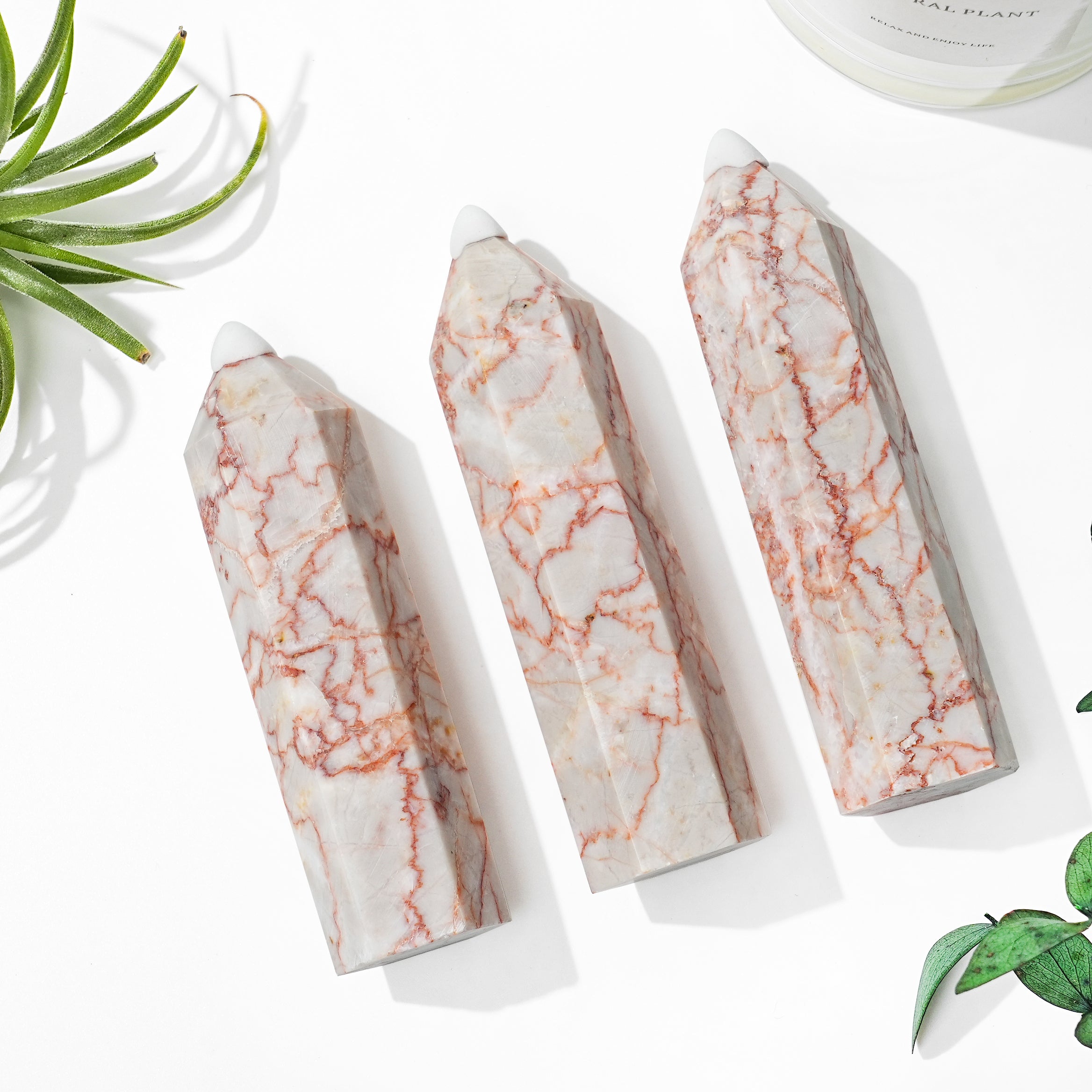Natural Red Network Jasper Point – KiKi Crystal