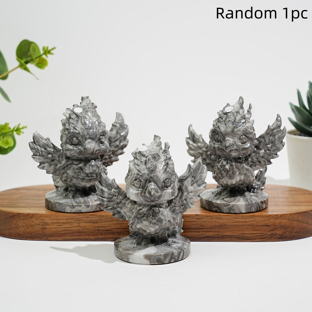 A Slightly Imperfect Natural Crystal Chubby Spread-Wing Phoenix Carving