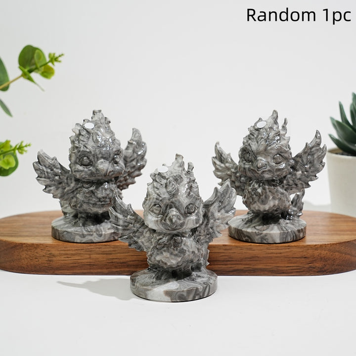 A Slightly Imperfect Natural Crystal Chubby Spread-Wing Phoenix Carving