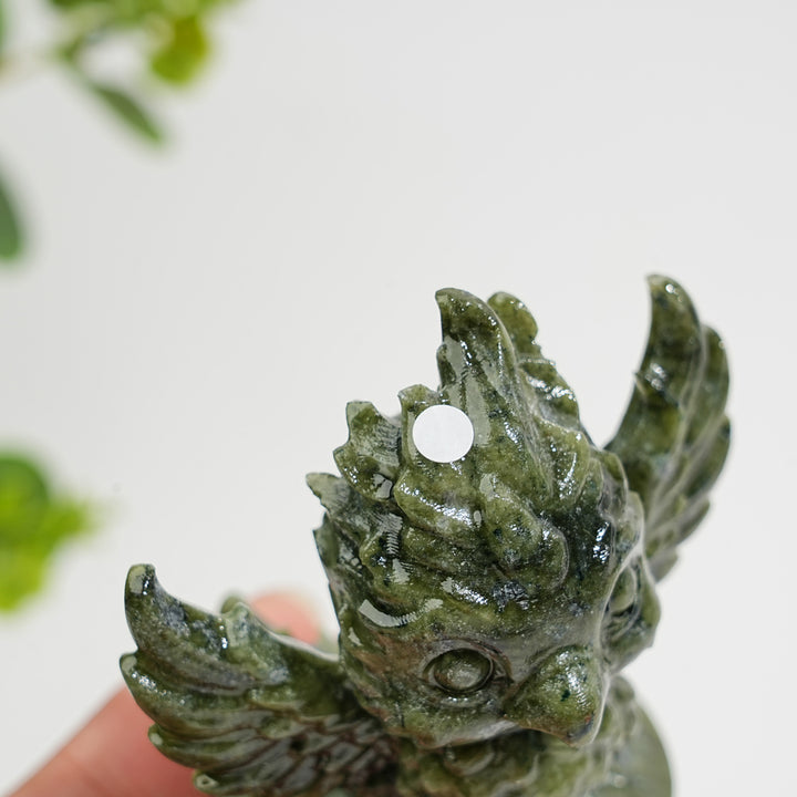 A Slightly Imperfect Natural Crystal Chubby Spread-Wing Phoenix Carving