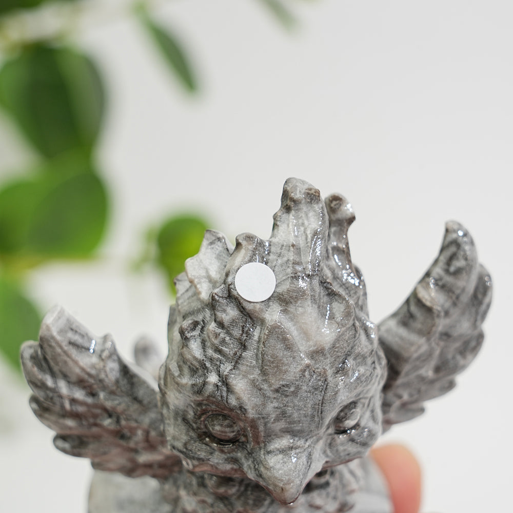 A Slightly Imperfect Natural Crystal Chubby Spread-Wing Phoenix Carving
