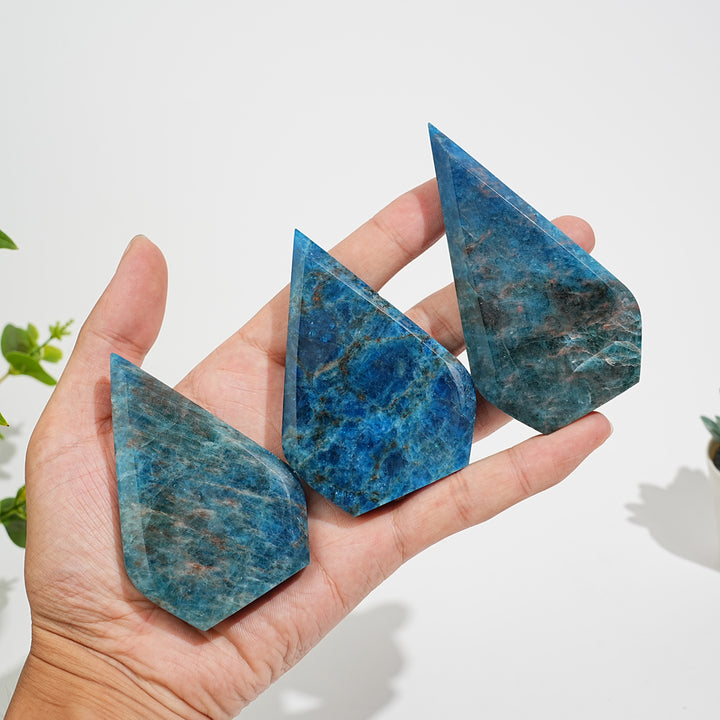 Natural Exquisite Blue Apatite Crystal Teardrop
