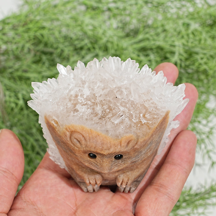 Unique,A Slightly Imperfect Natural Cluster Hedgehog Crystal Carving