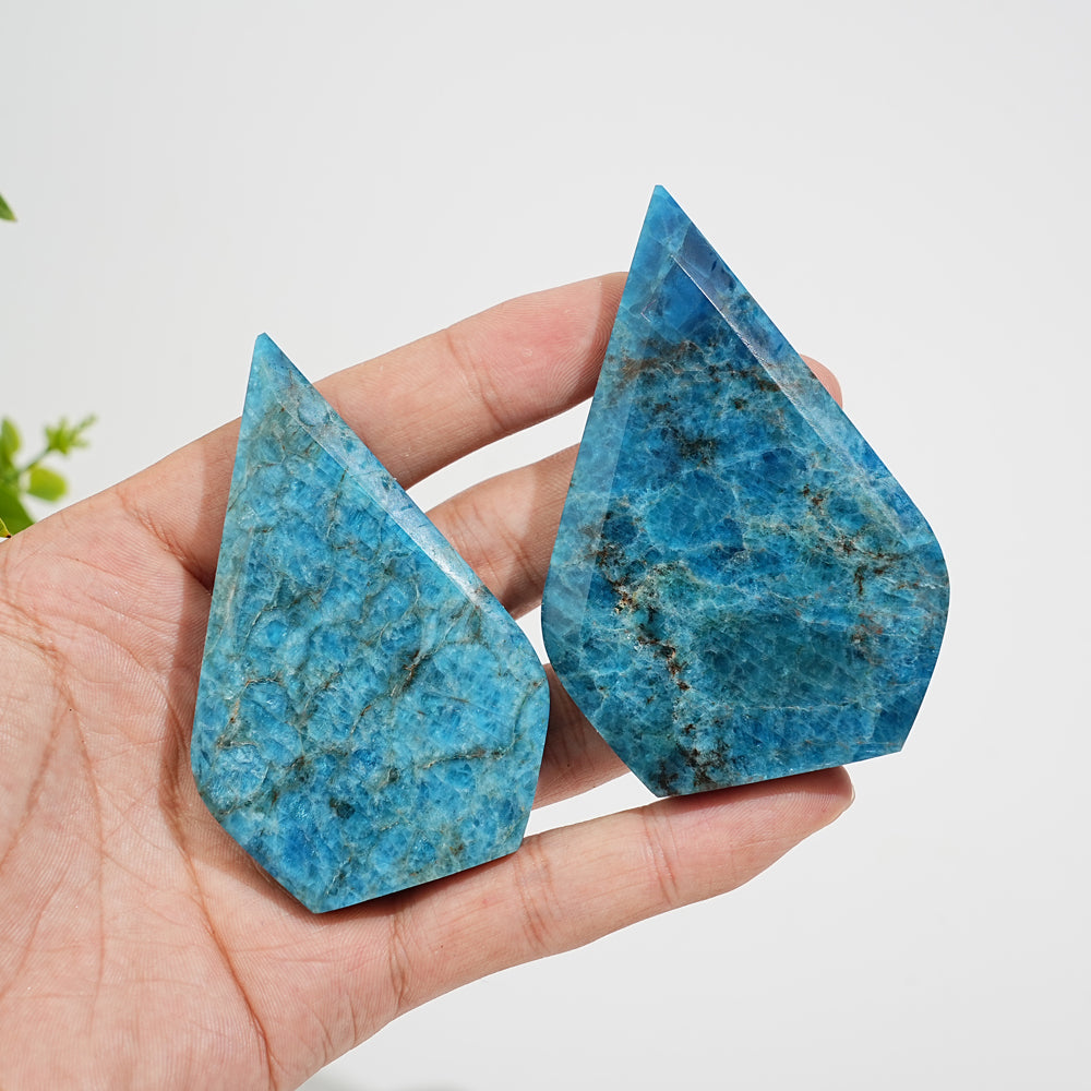 Natural Exquisite Blue Apatite Crystal Teardrop