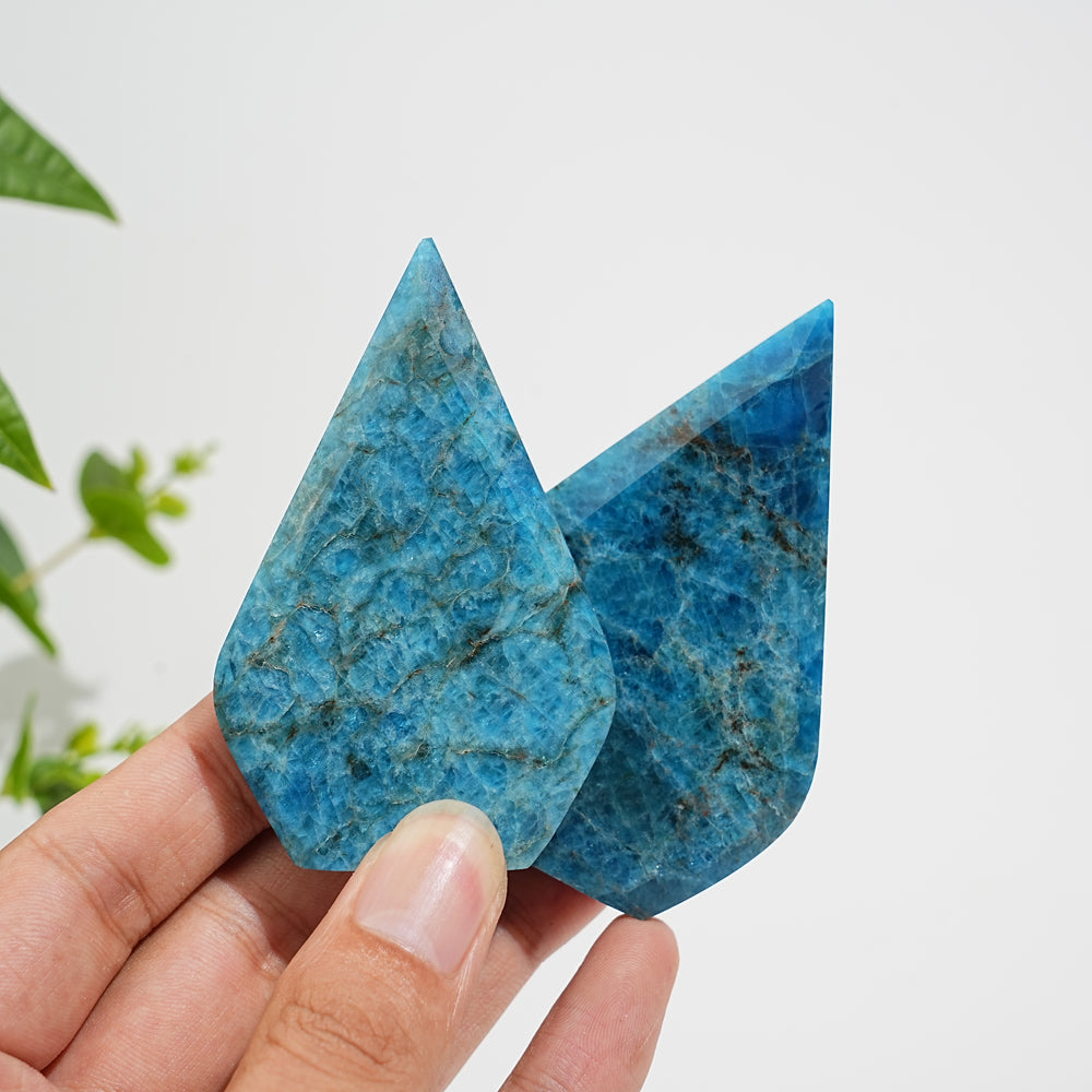 Natural Exquisite Blue Apatite Crystal Teardrop
