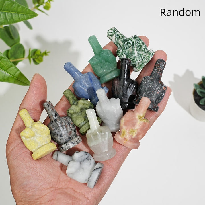 Natural Crystal Middle Finger Hand Carving
