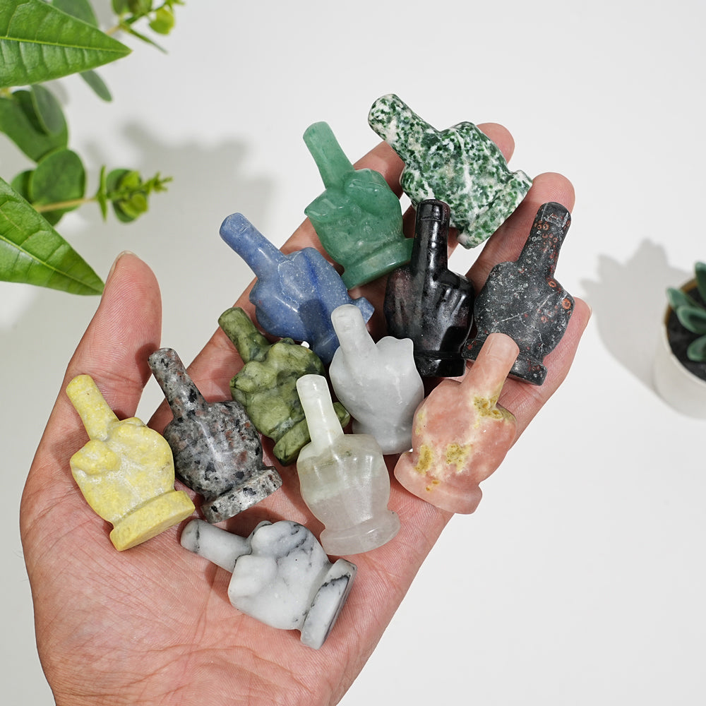Natural Crystal Middle Finger Hand Carving
