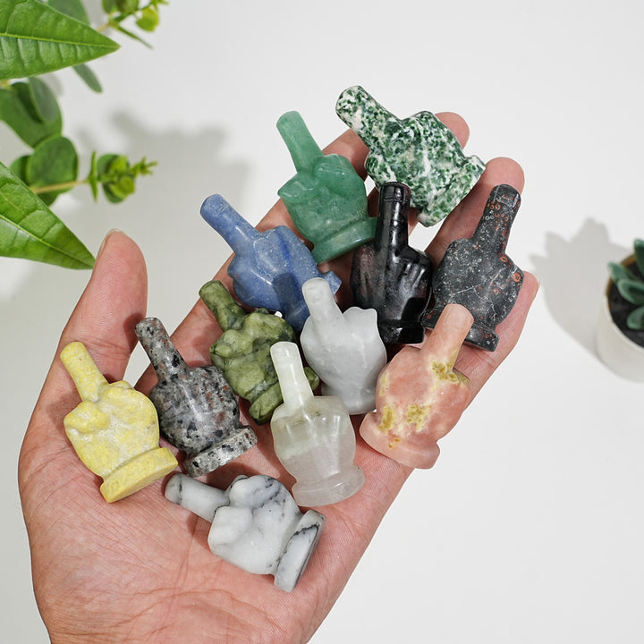 Natural Crystal Middle Finger Hand Carving