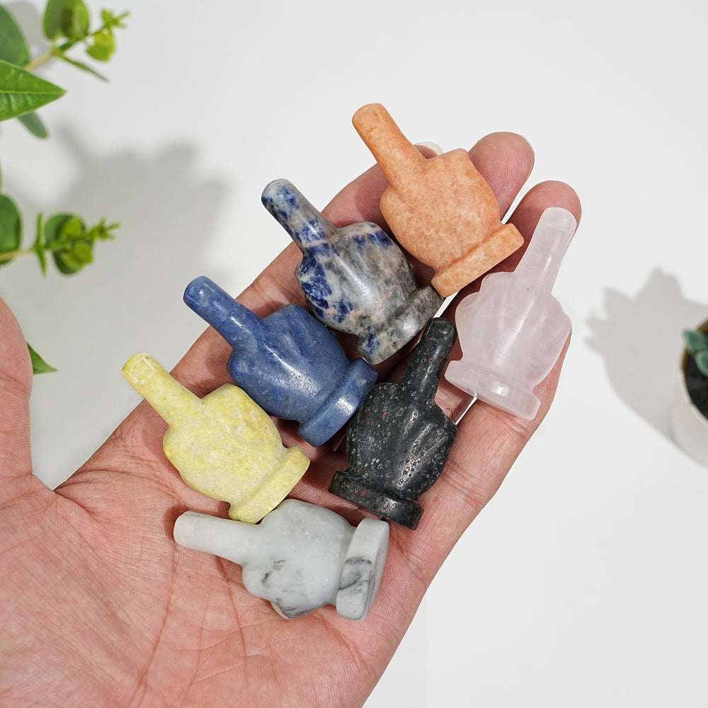 Natural Crystal Middle Finger Hand Carving