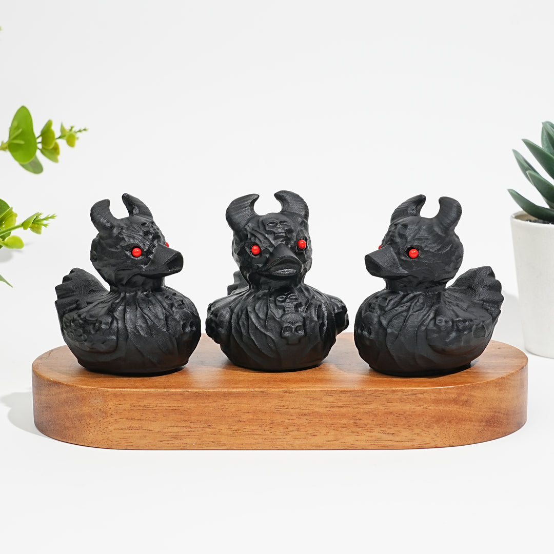 Natural Crystal Black Obsidian Devil Duck Carving