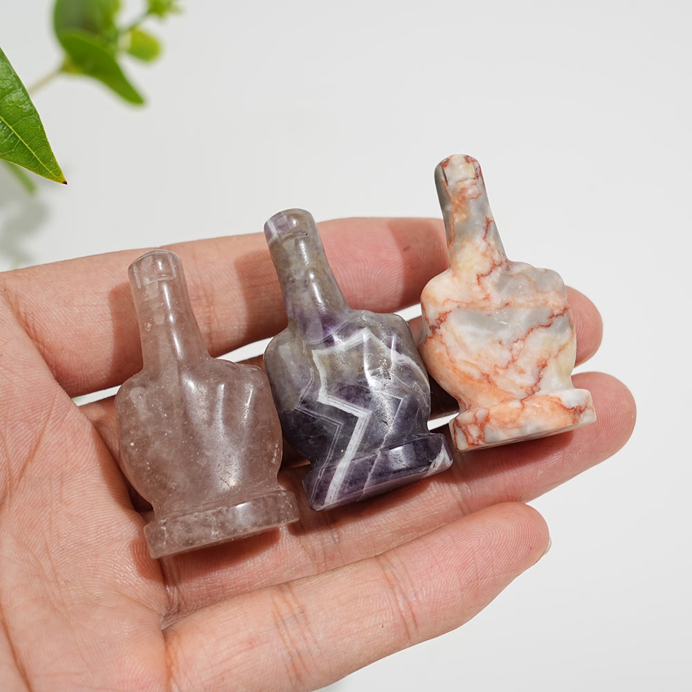 Natural Crystal Middle Finger Hand Carving