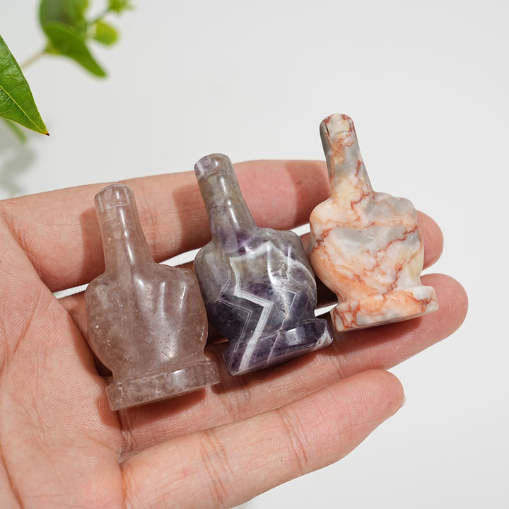 Natural Crystal Middle Finger Hand Carving