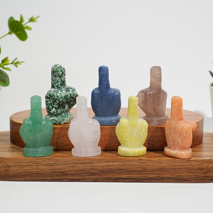 Natural Crystal Middle Finger Hand Carving