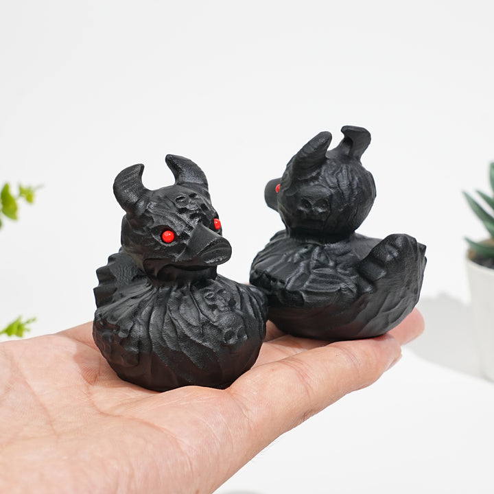 Natural Crystal Black Obsidian Devil Duck Carving