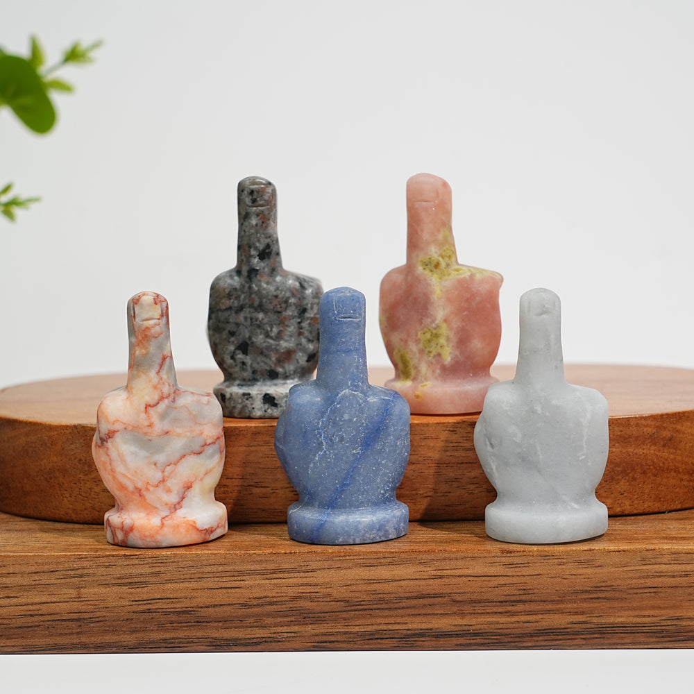Natural Crystal Middle Finger Hand Carving