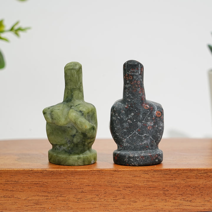 Natural Crystal Middle Finger Hand Carving