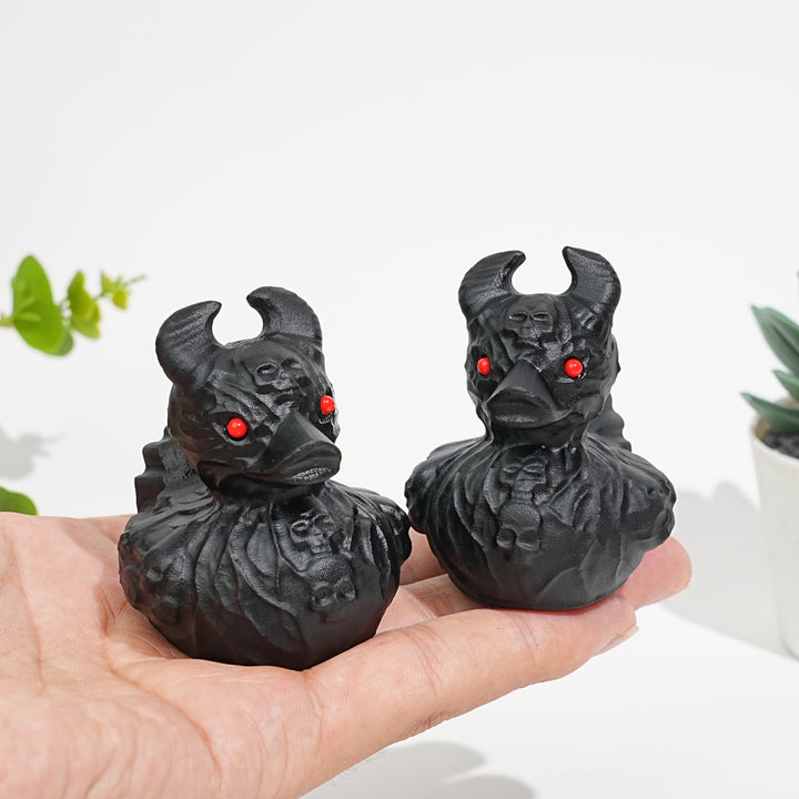 Natural Crystal Black Obsidian Devil Duck Carving