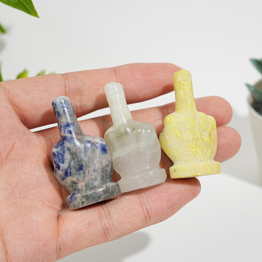 Natural Crystal Middle Finger Hand Carving