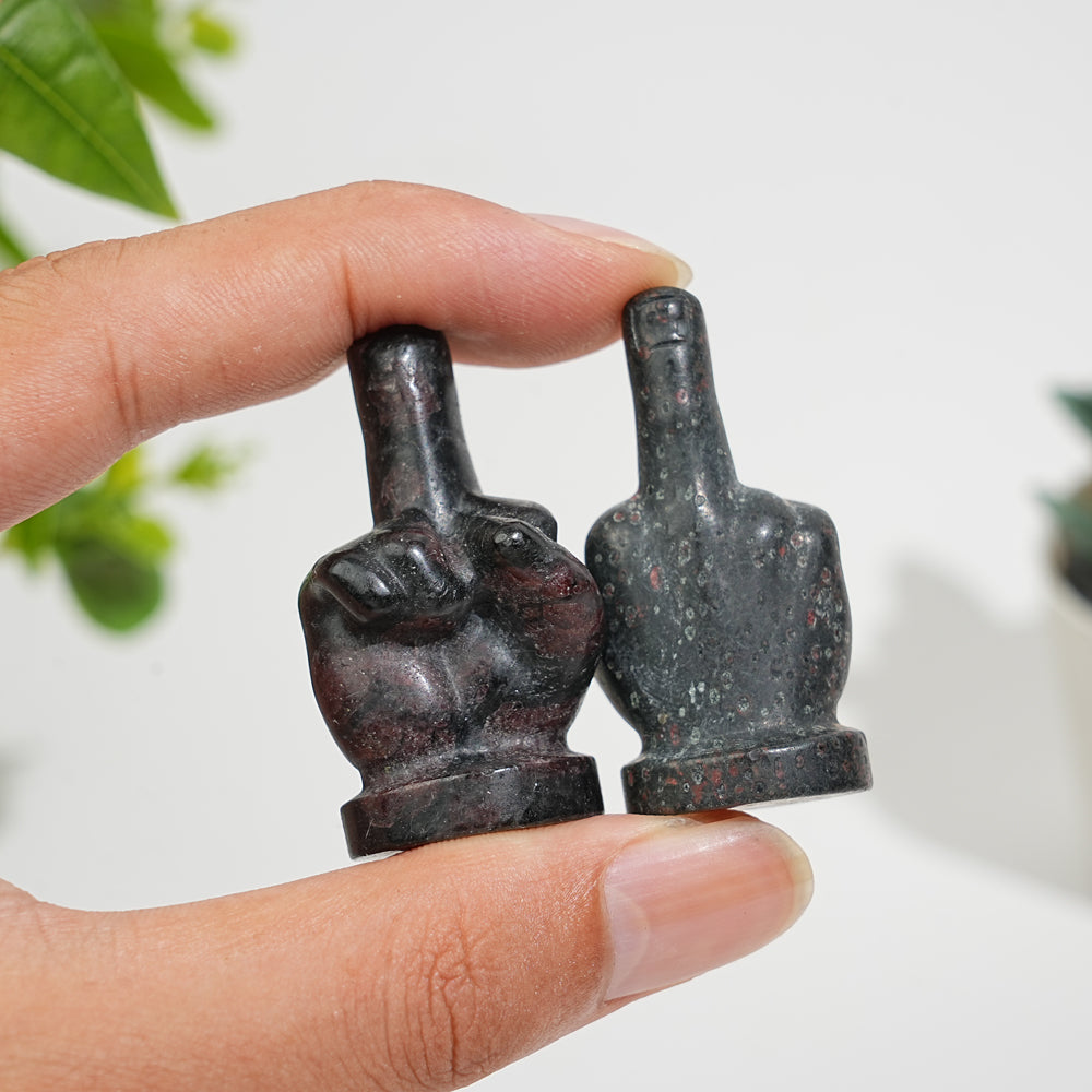 Natural Crystal Middle Finger Hand Carving