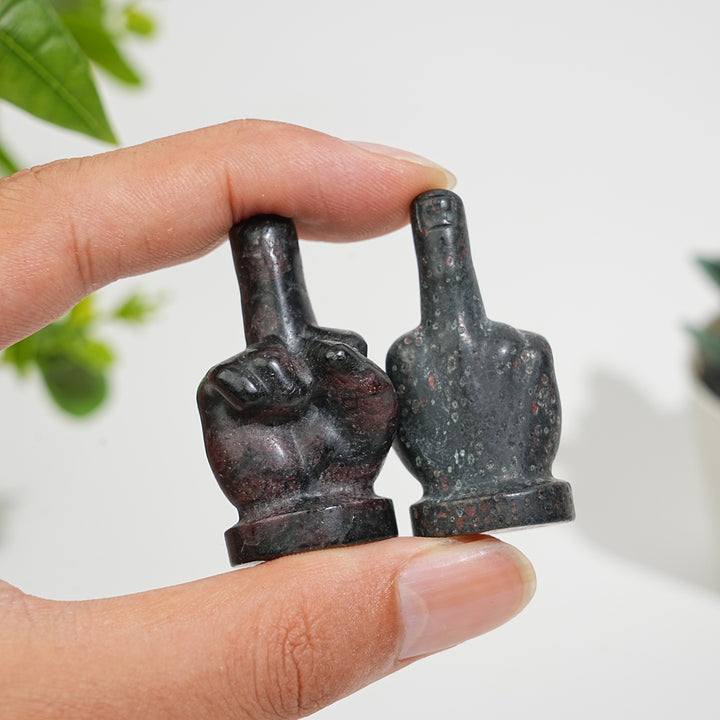 Natural Crystal Middle Finger Hand Carving