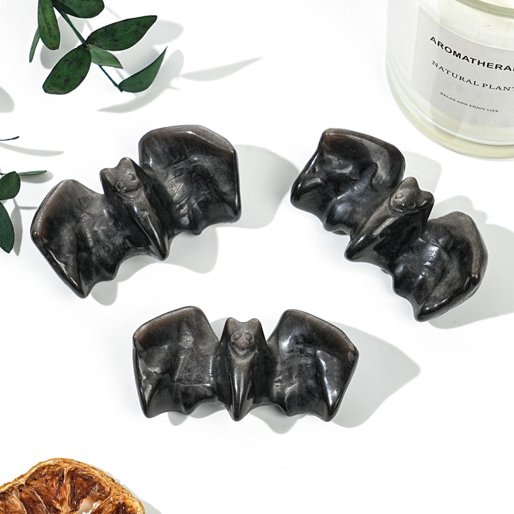 Natural Silver Obsidian Bat