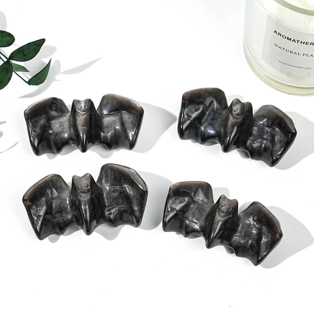 Natural Silver Obsidian Bat