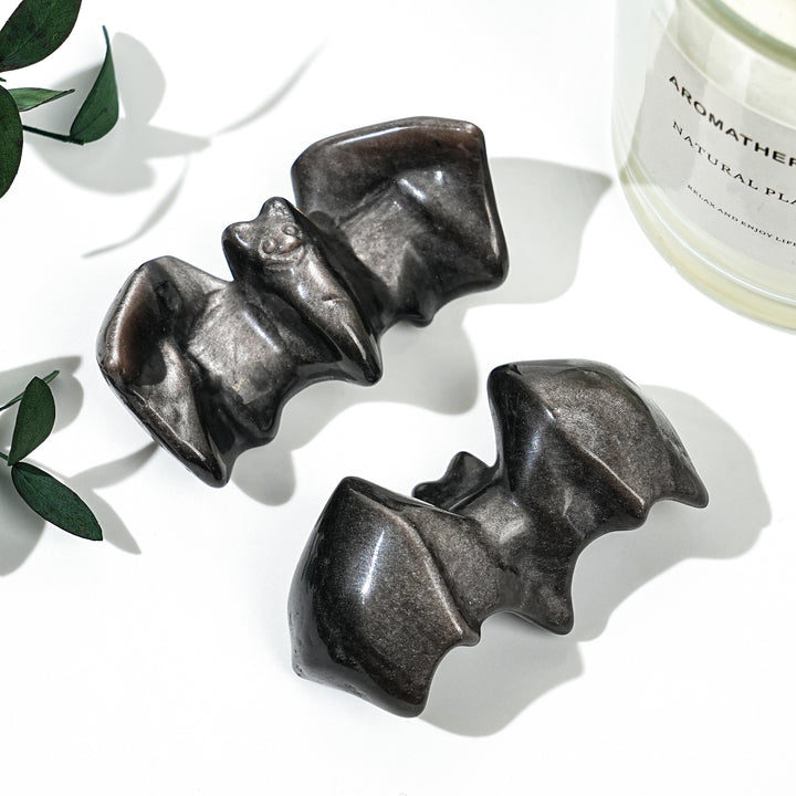 Natural Silver Obsidian Bat