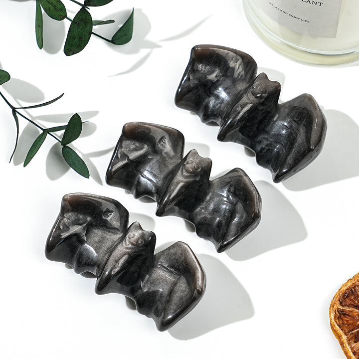 Natural Silver Obsidian Bat