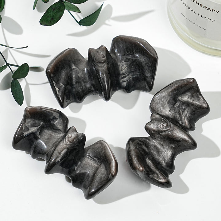 Natural Silver Obsidian Bat