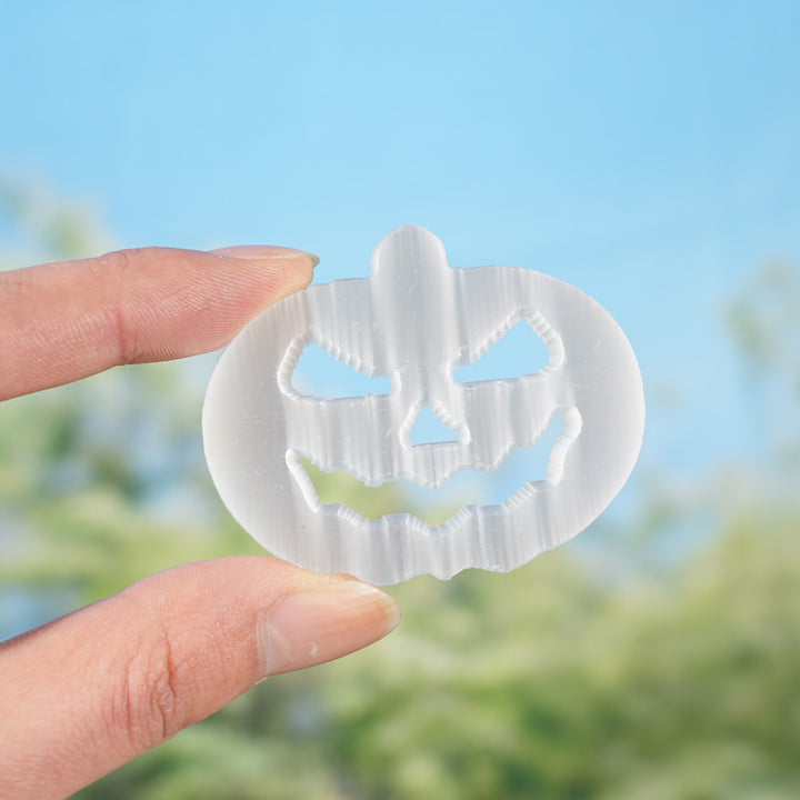 Natural Selenite Pumpkin Face