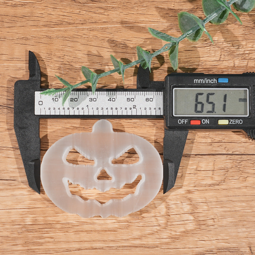 Natural Selenite Pumpkin Face